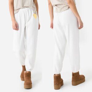 SPRWMN Women's Off White Gold Heart Fleece Sweatpants Size L $195 SOFT Lounge
